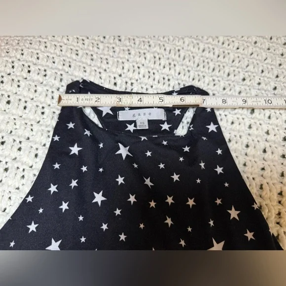 Gaze Star Print Sleeveless Bodysuit XS | Black & White | Snap Closure - Picture 4 of 11
